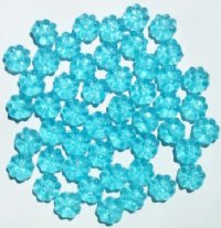 50 8mm Transparent Aqua Daisy Flower Beads